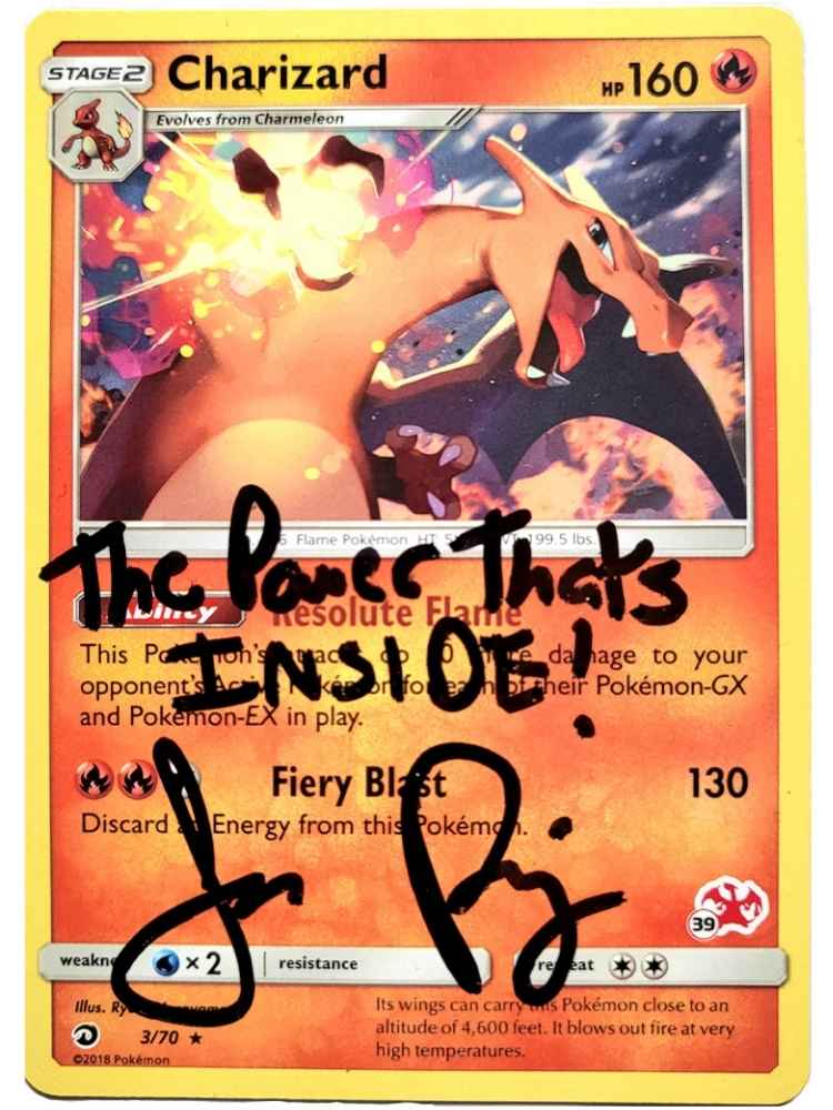 Charizard Card - Mint Condition, Autographed by Jason Paige Jason Paige Shop Charizard Card - Mint Condition, Autographed by Jason Paige Jason Paige Shop