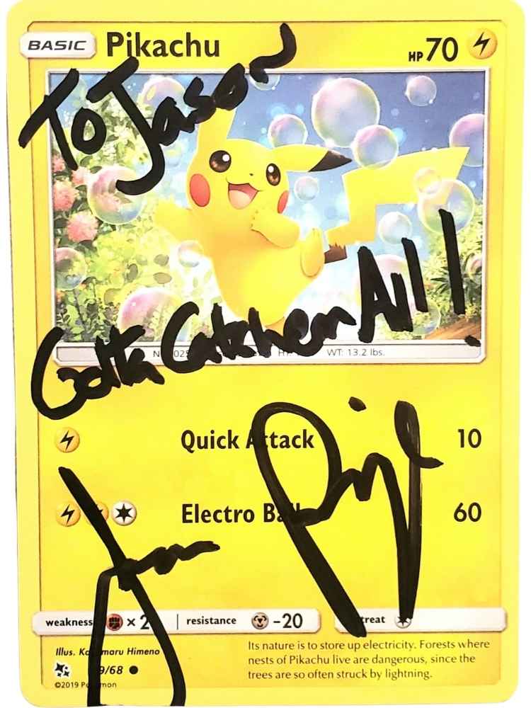 Autographed Pikachu Card #3 Limited Supply Collectible Rare Jason Paige Shop Autographed Pikachu Card #3 Limited Supply Collectible Rare Jason Paige Shop