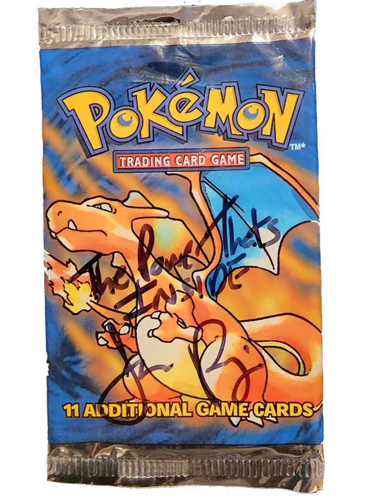 Signed WOTC Base Set Unlimited Wrapper Charizard Empty Pack Jason Paige Shop Signed WOTC Base Set Unlimited Wrapper Charizard Empty Pack Jason Paige Shop