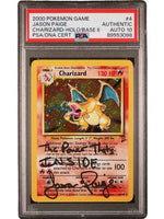 Pokémon Charizard card in a protective case with a PSA certification label.