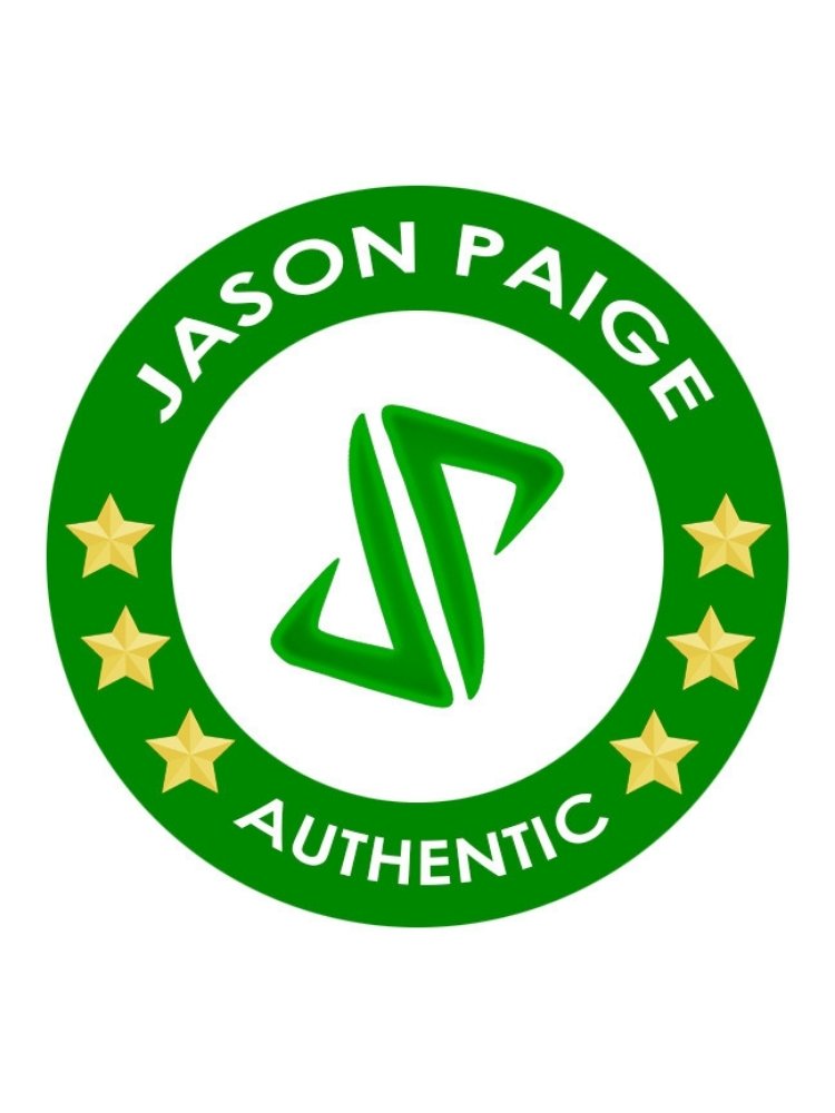 Jason Paige logo with green circle and stars on a white background