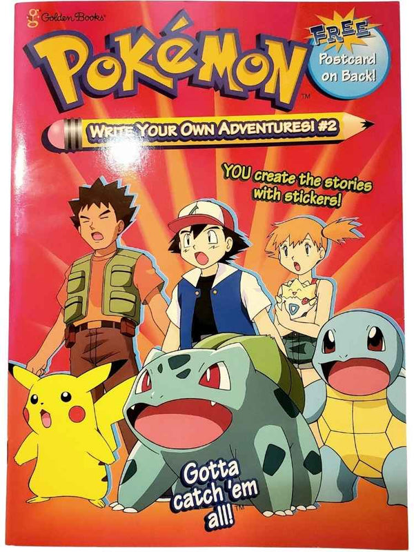 Pokémon Write Your Own Adventures book cover with characters and text on a red background