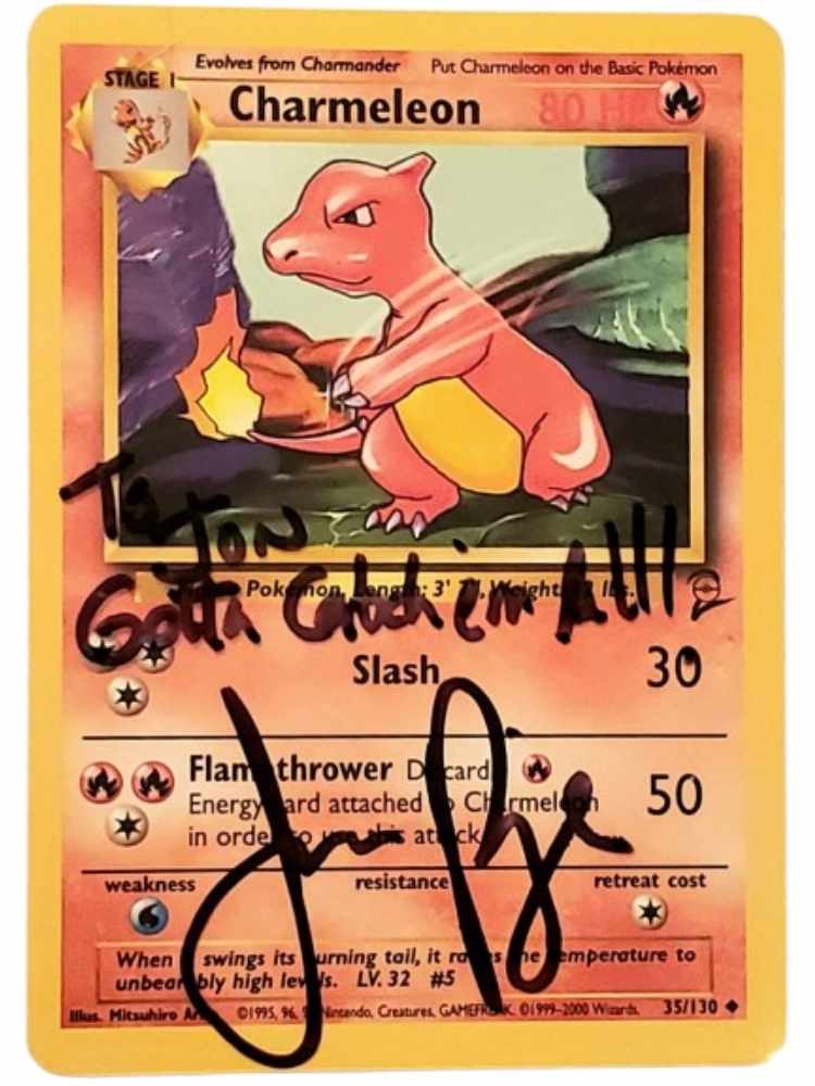 Charmeleon Pokémon trading card with autograph by JP