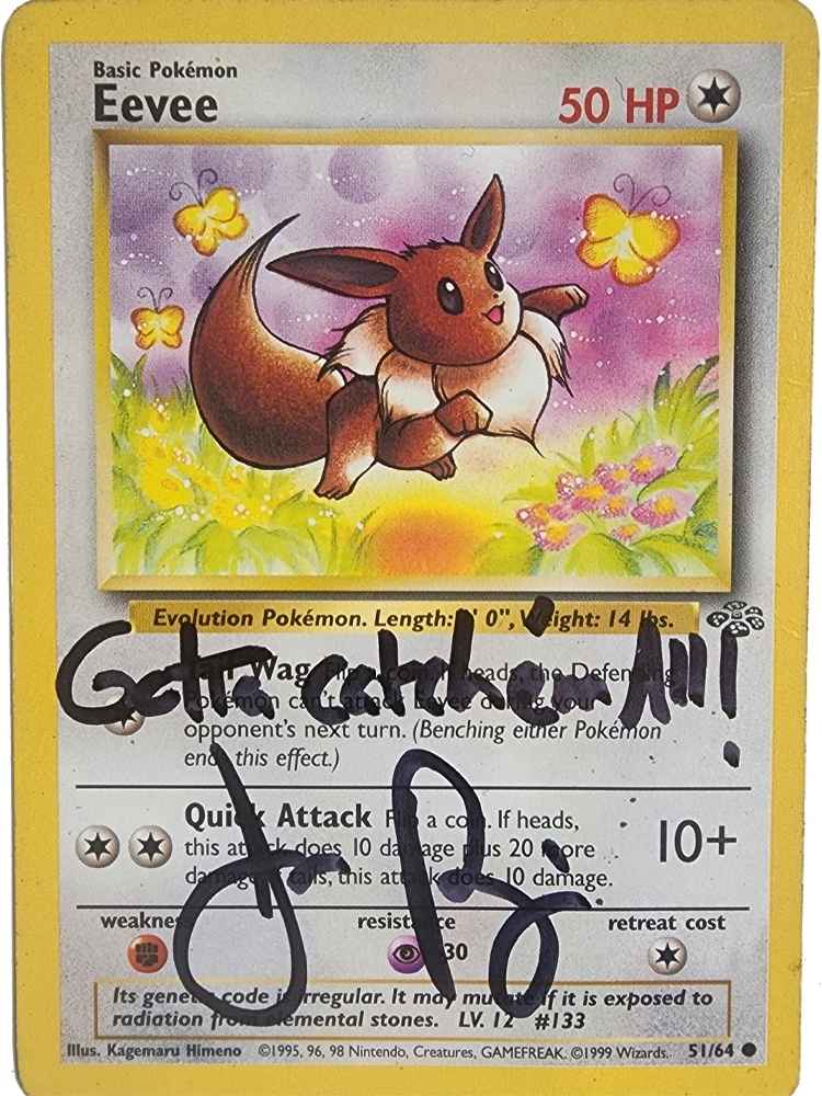 Pokémon trading card featuring Eevee with a yellow border
