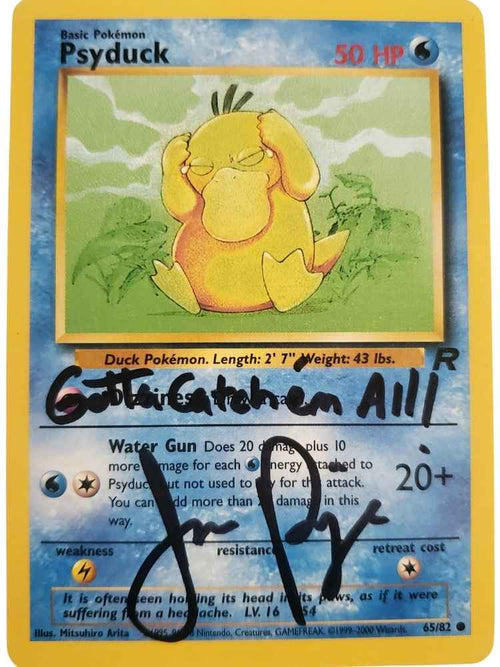 Own Autographed Vintage 1st Gen Psyduck Card Limited Supply