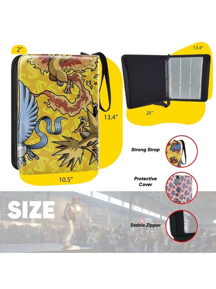 Yellow Binder with dragon design and specifications on a white background