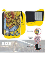 Binder with dragon design, size indicators, and features listed.