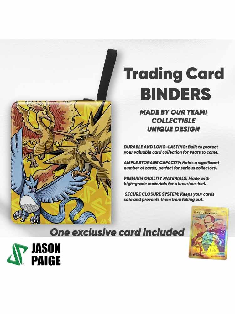 Trading card binder with dragon design and Jason Paige branding