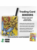 Trading card binder with dragon design and Jason Paige branding