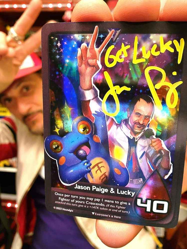 Nostalgix TCG Jason Paige & Lucky exclusive holographic card, autographed & limited edition collectible signed by Jason Paige