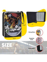 Binder Product packaging with size indicators and features on a white background