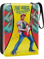 Product packaging with JP playing guitar and 'The Voice of a Generation' text on a colorful background