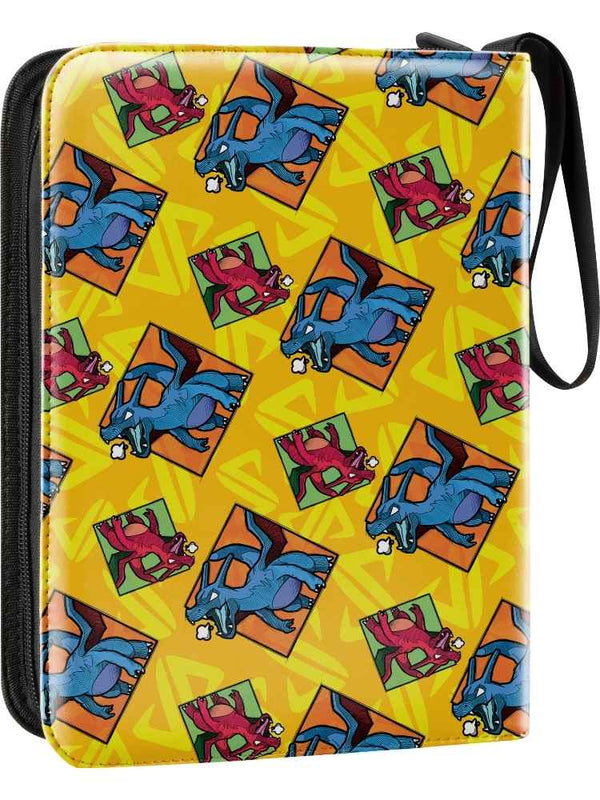 Colorful Binder with cartoon dragon pattern on a yellow background