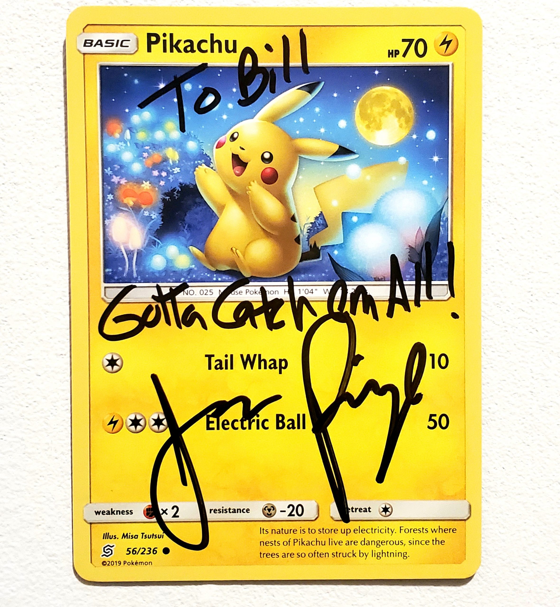 Autographed Pikachu Card 4 Limited Supply.