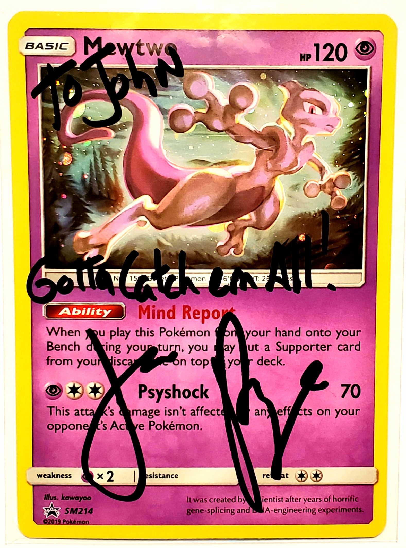 Autographed Mewtwo Holographic Card Limited Supply